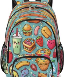 Laptop Backpack Hamburg Beverage College Waterproof Travel Bag Casual Book Bag with Multiple Pockets 16.7 inch Laptop Backpacks for Travel Hiking, Delicious Food
