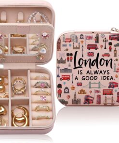 London Travel Gift Jewelry Box for Women, London Lover Souvenirs Gifts, London City Themed Gifts for Traveller Women Friends, London Trip Gift Travel Small Travel Jewelry Case Organizer