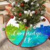 Merry Christmas Tree Skirts 36″x36″ United Kingdom Cambridge Christmas Tree Mat Travel Souvenir Heroes Series Rustic Xmas Tree Ornaments for Merry Halloween Xmas Holiday Party Decorations Ornaments