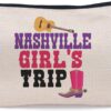 Nashville Girl’s Trip Western Country Music Makeup Bag,Retro Western Cowgirl Boot Girls Vacation Cosmetic Makeup Bag,Christmas Birthday Gifts for Teen Girls Best Friends,Cowgirl Gifts