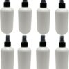 Natural Farms 8 oz White Boston BPA FREE Bottles – 8 Pack Empty Refillable Containers – Essential Oils Cleaning Products – Aromatherapy | Black Fine Mist Sprayers – Made in the USA