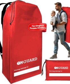 ONGUARD Waterproof Single and Double Stroller Bag for Airplane – Travel Stroller Cover – Airplane Stroller Travel System – Gate Check Stroller Bag – Baby Airplane Essentials – Red