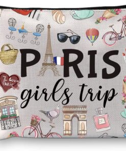 Paris Trip Gift Paris Weekend Gift Vacation In Paris Gift Paris Theme Travel Bag Paris Skyline Gift For Her France Vacation Makeup Bag (Girls Trip Paris)