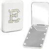 Personalized Gifts for 7 8 9 10 11 12 13 14 15 16 Year Old Girl Cute Pearl Initial Compact Mirror with Lights Small LED Pocket Makeup Mirror Teen Girls Trendy Stuff Travel Essentials White E