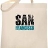 Pop Threads San Francisco California Retro Map Travel Natural 15×15 inches Large Canvas Tote Bag