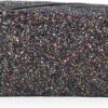 RIAH FASHION Pouch Clutch Organizer Bag – Travel Cosmetic Makeup Toiletry Jewelry Cute Sequin Purse Adjustable Strap (Glitter Cosmetic Bag – Black)