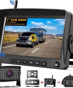 RV Wireless Backup Camera Plug and Play: Pre-Wired for Furrion System Recording Back Rear View Camera Easy Setup for Truck Trailer Motorhome Night Vision HD 1080P 7” Monitor Split Screen Xroose CW7