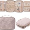 SFYBYHEART Travel Jewelry Organizer Case, Jewelry Travel Bags for Women, Large Capacity Travel Jewelry Case for Tangle-Free Earrings, Necklaces, Rings Storage, Travel Accessories, Pink.…