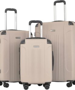 Travelers Club Chicago Plus Hardside Luggage, Mushroom, 3 Piece Set