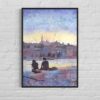 Watercolor landscape Budapest Hungary batik painting, trendy wall art travel essentials colorful home decor Europe giclee (print) (8×12)