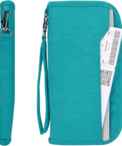 ZOPPEN Passport Holder Family RFID Passport Wallet, Passport Holder Women/Men, Travel Wallet Documents Organizer Zipper Case with Removable Wristlet Strap, Travel Essentials for Flying