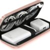 iMangoo Shockproof Carrying Charger Case Hard Protective EVA Impact Resistant Power Bank Pouch Small Electronics Organizer Cable Accessory Travel Essentials for Women,Size 6.5”x3.2”x1”,Rose Gold