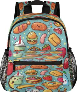 12 Inch Cute Mini Book Bag Small Backpack Multi Compartment Backpack With Chest Strap Delicious Food Waterproof Casual Daypack Travel Bag, Hamburg Beverage