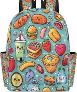 15.1 Inch Casual Backpack Hamburg Beverage Small Backpack with Multiple Pocket Waterproof Mini Bags Daypack with Chest Strap Delicious Food Travel Bag