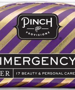 Pinch Provisions Candy Stripe Minimergency Kit, Includes 17 Travel-Sized Cosmetic Essentials, Convenient for Purses, Emergency Beauty Accessories, Gifts for Christmas & Birthday’s, Purple