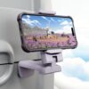 Airplane Travel Essentials Phone Holder, Klearlook Universal Flight Essentials Phone Mount with Multi-Directional 360° Rotation, Travel Must Haves Handsfree Gadgets for Flying, Table or Outdoor-Lilac
