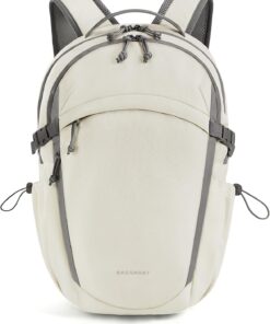 BAGSMART Travel Backpack for Women&Men,Lightweight 15.6″ Casual Backpack for College,TSA Carry On Backpack for Airplanes,Water Resistant Personal Item Backpack for Gym,Hiking,Work,Beige