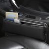 Car Seat Gap Filler Organizer, Leather Car Cup Holder Gap Bag, Adjustable Car Seat Gap Storage Box with Cup Holder, Car Seat Storage Organizer, Car Accessories for Glasses, Keys, Cards (Black)