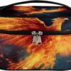 Fire Phoenix Night Makeup Bag Large Opening Cosmetic Bag Portable Makeup Case Organizer Toiletry Bags for Women Daily Traveling With Handle Grids Smooth Zipper Divider Makeup Pouch