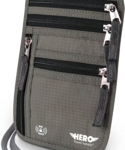 HERO Neck Wallet – RFID Blocking Passport Holder – Easy to Conceal Travel Pouch