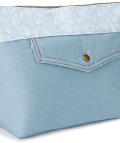 Lucky Brand Women’s Makeup Bag Cottage Core Aesthetic Travel Size Toiletries Organizer Pouch Flower Blue Denim