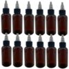Natural Farms 2 oz Plastic Amber Boston BPA FREE – Boston Bottles – 24 Pack Empty Refillable Containers – Essential Oils – Hair – Black/Natural Twist Open/Close Cap – Made in the USA