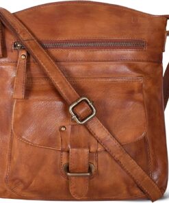 Oak Leathers Leather Crossbody Bag For Women With Adjustable Sling Strap – Medium Size Crossover Shoulder Handbag Purse