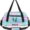 Personalized Dance Bag Gym Bag for Girl, Custom Sport Duffel Bag Weekender Bags Travel Duffel Bag Watercolor Glitter Love Dance