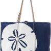 Sea Bags Recycled Sail Cloth White on Navy Sand Dollar Beach Tote Water Resistant Boating Beach Bag, Large Travel Tote Interior and Exterior Pockets Sea Bags Recycled Sail Cloth White on Navy Sand Dollar Beach Tote Water Resistant Boating Beach Bag, Large Travel Tote Interior and Exterior Pockets