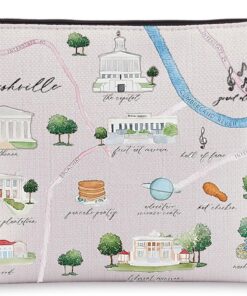 WZMPA Nashville City Map Cosmetic Bag Nashville Souvenir Gift Nashville Long Distance Relationship Makeup Zipper Pouch Bag Nashville Merchandise (Nashville)