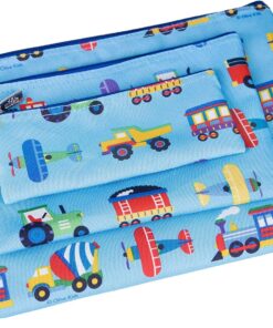 Wildkin Kids 3 Piece Zippered Organizer for Boys and Girls, Perfect Size for Packing School Supplies and Travel Essentials,600-Denier Polyester Fabric Organizer Set (Trains Planes & Trucks)