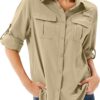 Women’s UPF 50 Long Sleeve UV Sun Protection Safari Shirts Outdoor Quick Dry Fishing Hiking Travel Shirts