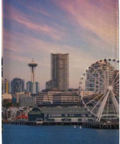 susiyo Downtown Seattle Skyline Passport Holder Leather Passport Cover with 3 Card Slots Travel Essentials for Men Women