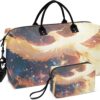 CEBUGI White Phoenix Quilted Duffle Bag for Women Large Carry On Travel Weekend Bag Hospital Bags for Labor and Delivery