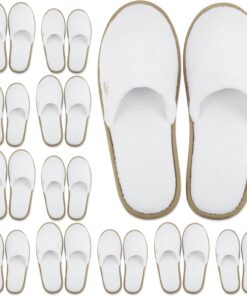 BERGMAN KELLY – Spa Slippers – Disposable Indoor House Slippers – Closed Toe House Shoes for Men & Women – Value Pack Hotel Indoor Shoes for Guests – Washable & Reusable for Travel & Wedding