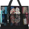 Beach Bag with Cooler,Mesh Beach Bags for Women Sandproof for Pool and Swimming Travel Daily with Durable 8 Pocket