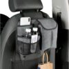 Car Back Seat Organizer, Multi Pockets Leather Auto Seat Hanging Bag with Tissue Box & Hooks, Durable Backseat Suede Storage Box Pocket for Most Vehicles, Car Accessories (Gray)