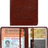 Car Registration Insurance Holder, Leather Glove Box License Wallet Case with Magnetic Shut, Automotive Paperwork Document Organizer Card Holder for Women, Car Accessories (Brown, Small)