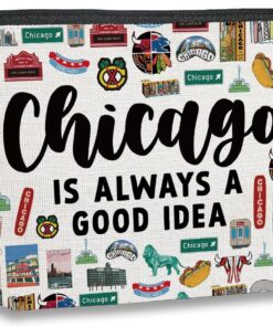 Chicago Travel Gift Makeup Bag Chicago Lover Gifts Travel Essentials Travel Toiletry Bag for Traveller Women Girls Trip Mom Daughter Friends Sister Birthday Christmas Gifts
