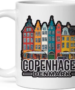 Copenhagen Denmark Mug Women Men Ceramic Mugs Tea Coffee Cup with Handle Cute White – 11 oz Funny Novelty Nice Graphic Design Print for Kitchen ID44994