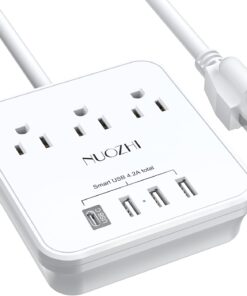 Cruise Essentials,6 Ft Power Strip with 3 Outlets and 4 USB Ports(1 USB C), Non Surge Protector for Cruise Ship, Travel, Home Office, ETL Listed, White