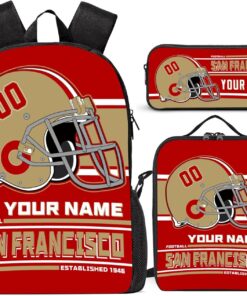 Custom San Francisco Backpack Personalized Name Number Large Capacity Laptop Bag for School Men Women Fan Gift (17 Inch)