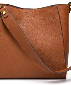 DORIS&JACKY Leather Bucket Tote Bags for Women Designer Shoulder Hobo Purse and Handbags with Detachable Wide Strap