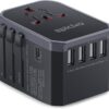 EPICKA Universal Travel Adapter, All in One International Power Adapter AC Plug Worldwide Charger Adaptor with USB-C and 4 USB Ports, Travel Essentials for Europe, UK, Japan, etc. (TA-105, Grey)