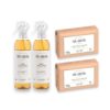 Fer à Cheval Amber Jasmine All-Natural Body Cleanser Marseille Soap Bars, 125g Pack of 2 and Natural Olive Scent All-Purpose Spray 2-Pack