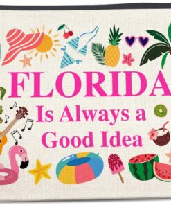 Florida Travel Gifts Makeup Bag Florida Gifts for Women Friends Traveler Cosmetic Bag Florida Lover Gifts Florida Is Always a Good Idea Zipper Makeup Pouch