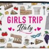 Italy Girls Trip Makeup Bag, Multicolor Fashion Cosmetic Case for Women, Waterproof Cotton Linen Travel Cosmetic Bags for Women, Adults