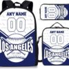 Los Angeles Backpack 3PCS with Lunch Box Pencil Case Set, Custom Sports Bags Personalized Name Number, Laptop Bag Travel Bag Fans Gift