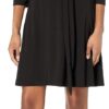 Star Vixen Women’s 3/4 Sleeve Faux Wrap Dress with Collar