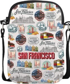 UJIMS San Francisco Souvenir San Francisco Trip Crossbody Bag San Francisco Landmarks Gifts California State Map Gift